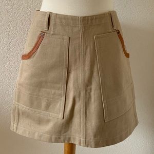 NWOT Tan Coach Skirt with Leather Pockets